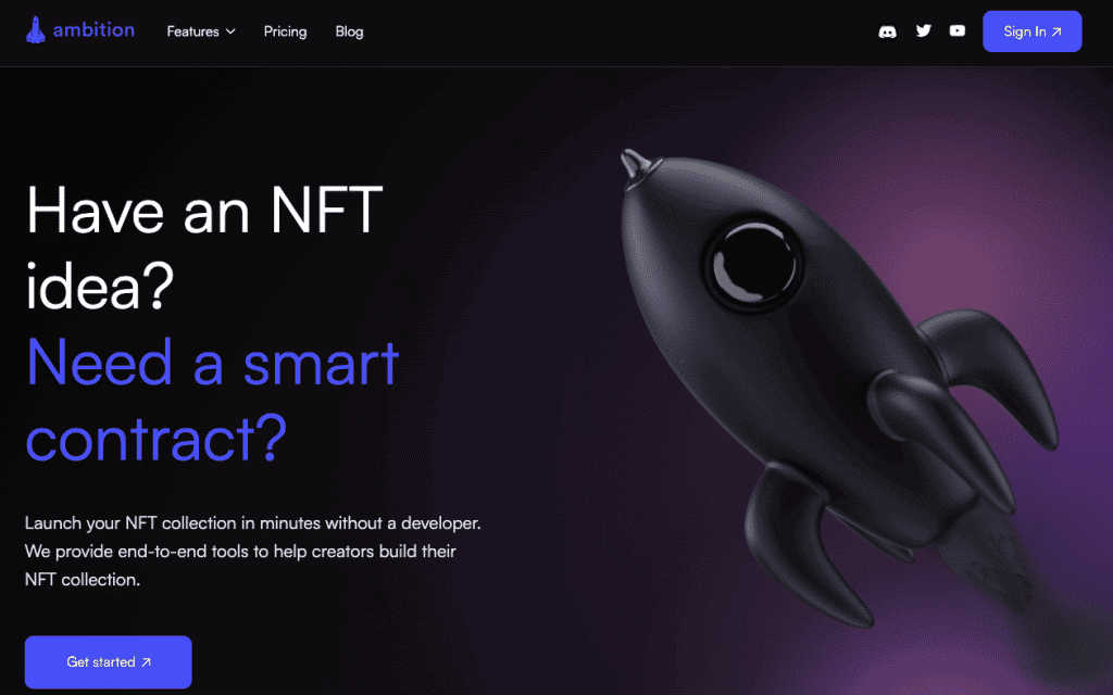 Ambition - a no-code platform for creators to launch their NFT collections
