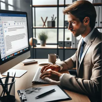 Professional Email Guidelines for Effective Communication 3 A professional at their desk carefully crafting an email